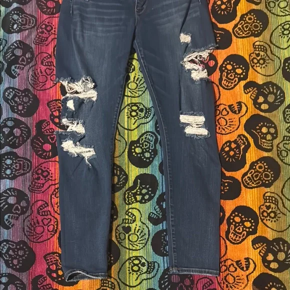 American Eagle Outfitters Blue Skinny Jeans with Distressed Details - Picture 2 of 5